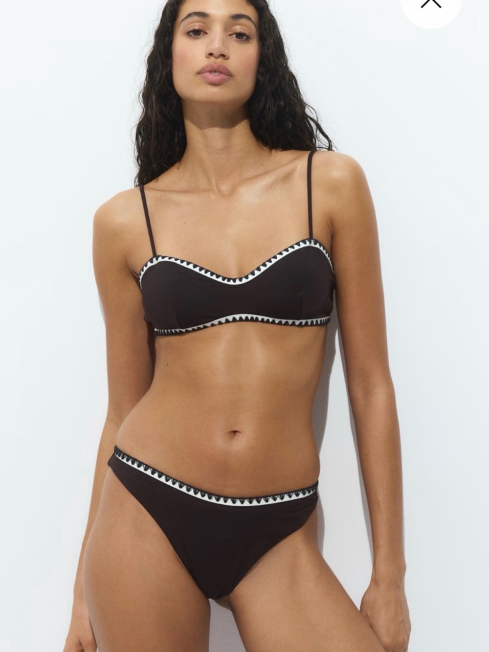 H&M Black Scallop-Trim Bikini Set - Women Swim